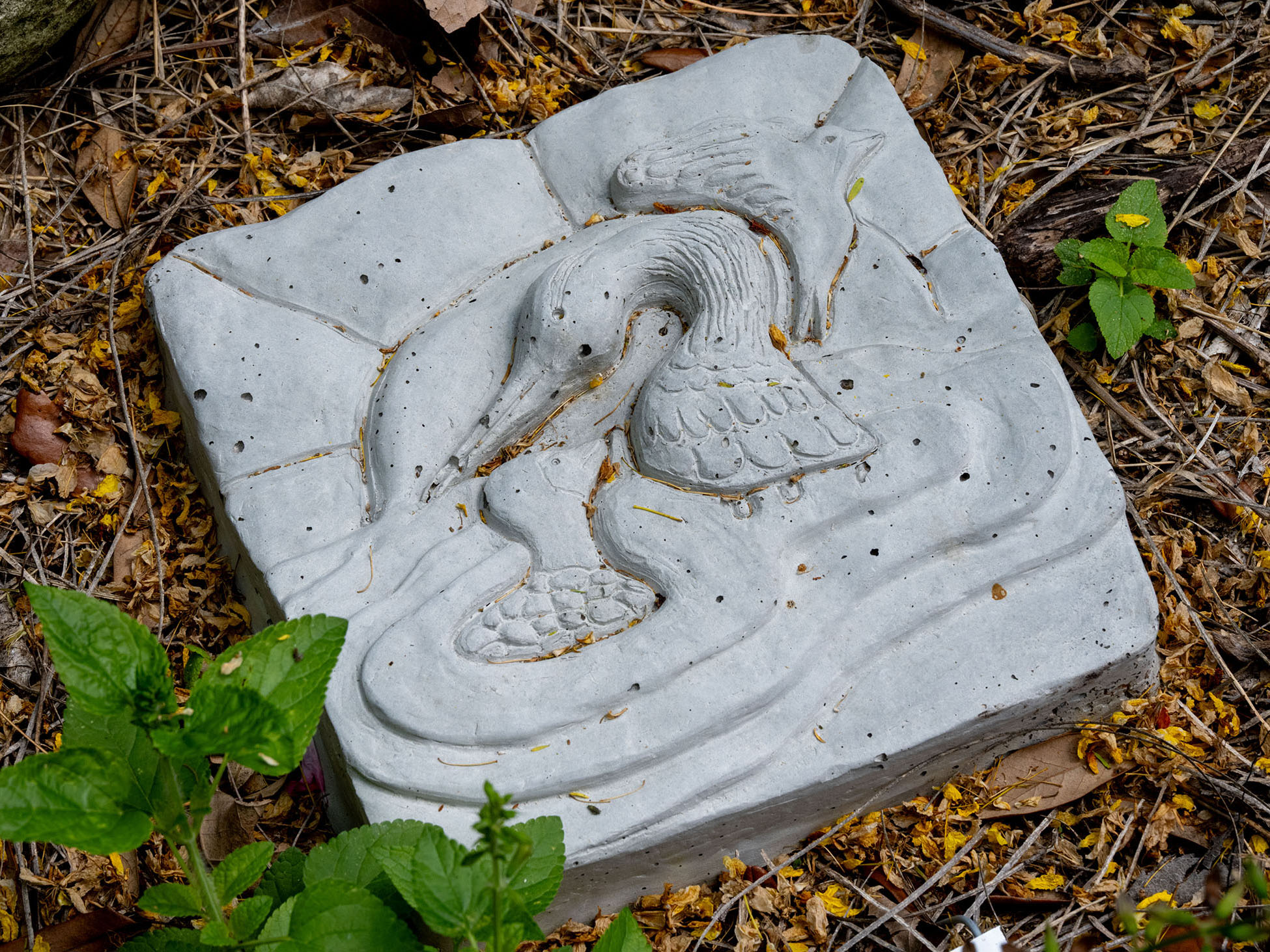Feather by the Bend by Leah Cortez - Concrete low relief sculpture