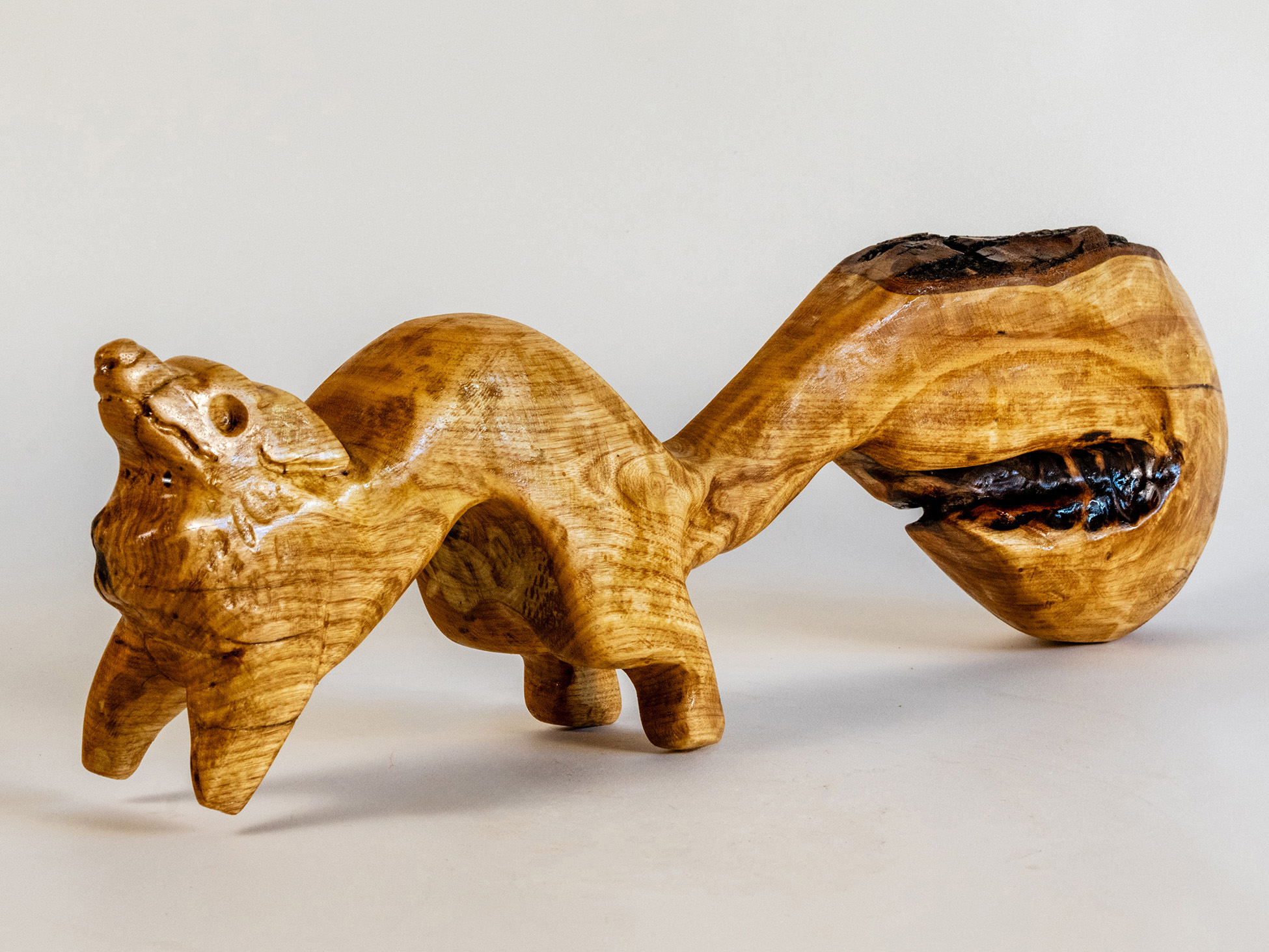 Leaping Fox by Emily Neslage - Wood carving made from Cyprus